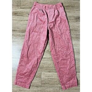 Corduroy Pants Womens Size 6 salmon Pink Button High Waisted Vintage Rowing